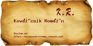 Kovácsik Román névjegykártya